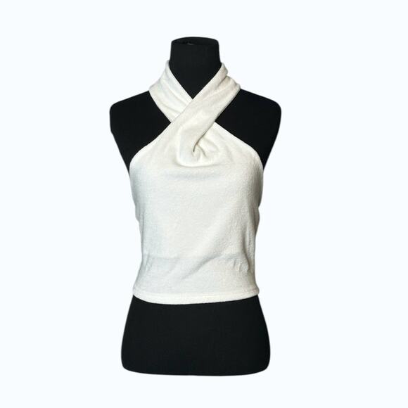 Beige Botany white crossed halter top size small - Picture 1 of 16